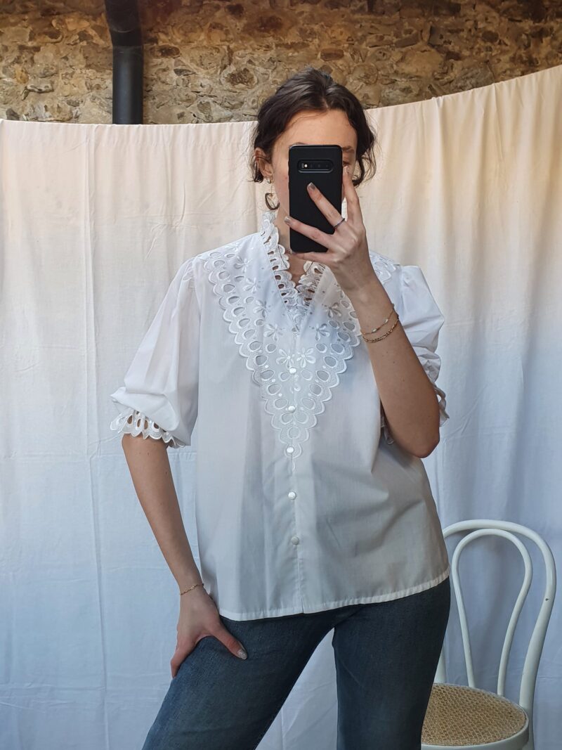 white shirt with lace details, vintage fashion