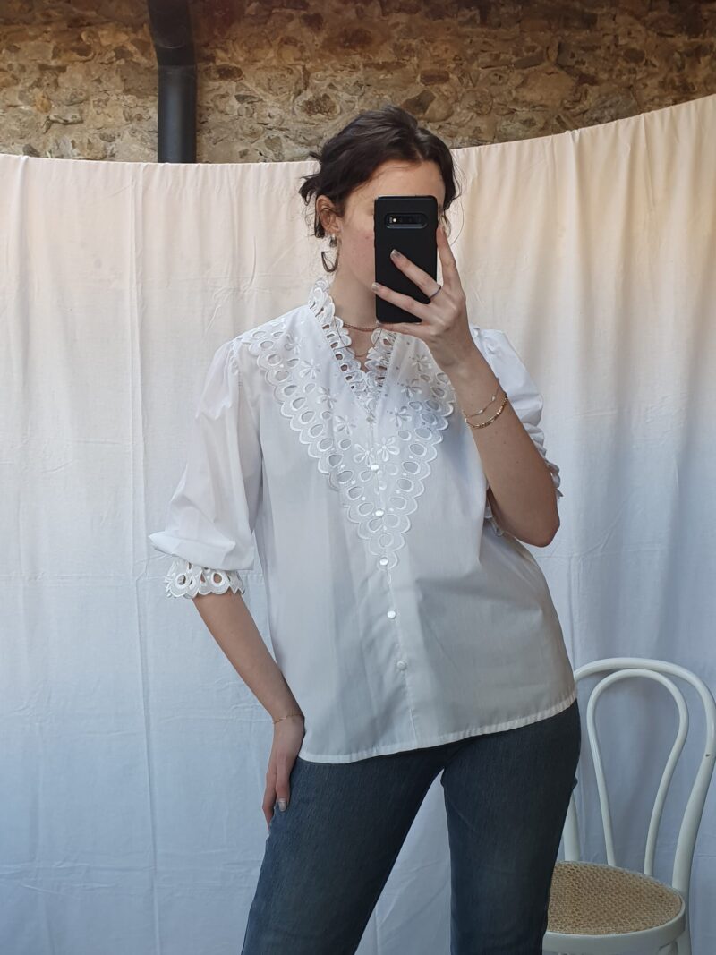 white shirt with lace details, vintage fashion