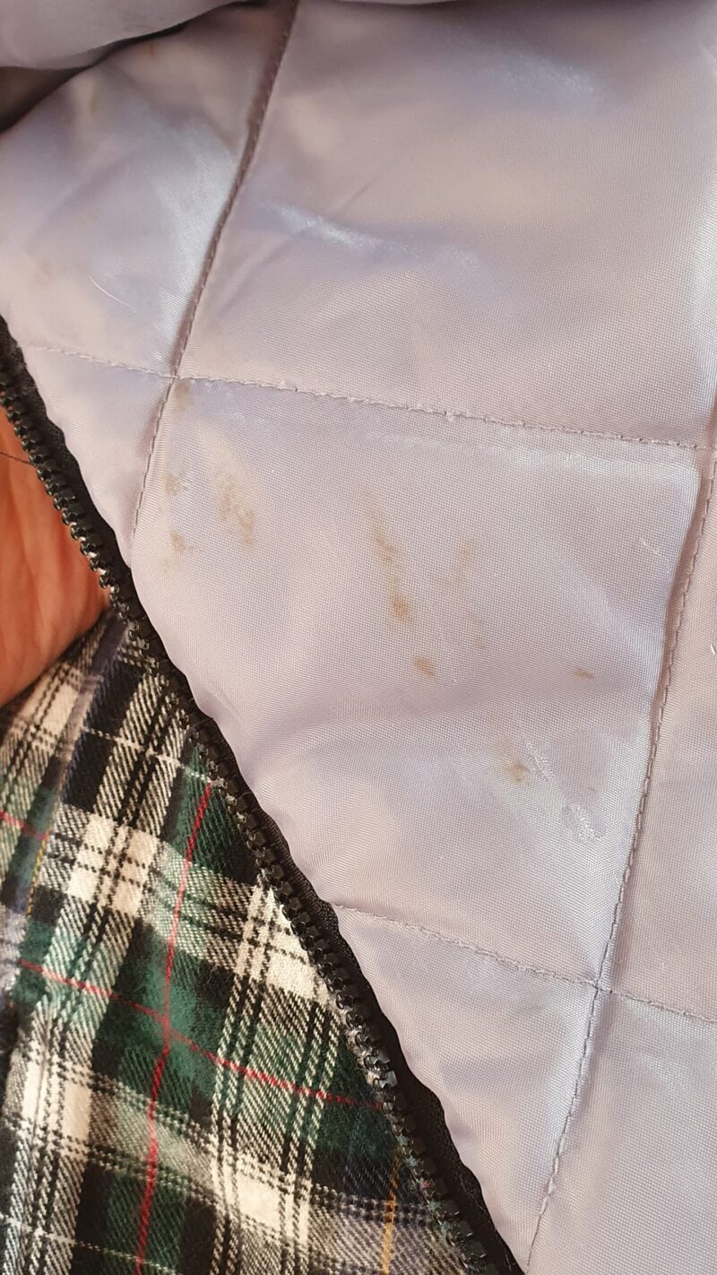 small stain on jacket lining, vintage fashion