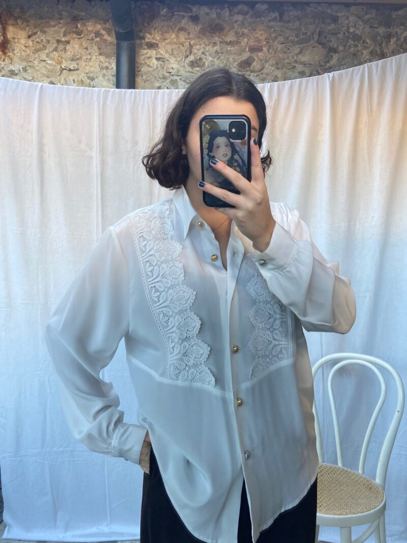 white shirt with lace details, vintage fashion