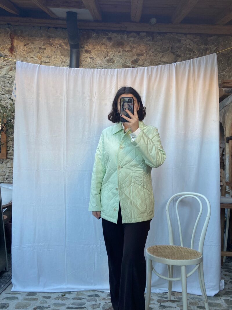 pastel green quilted jacket, vintage fashion