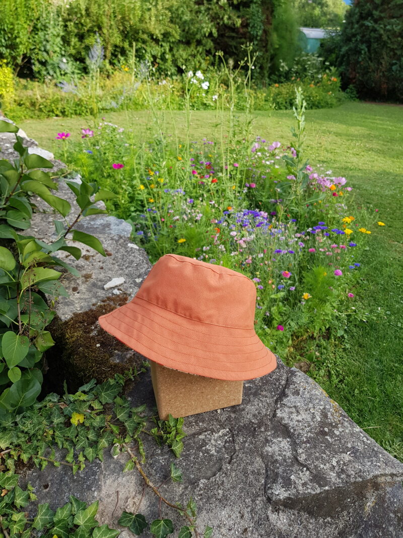 reversible bucket hat with japanese silk and linen, handmade fashion