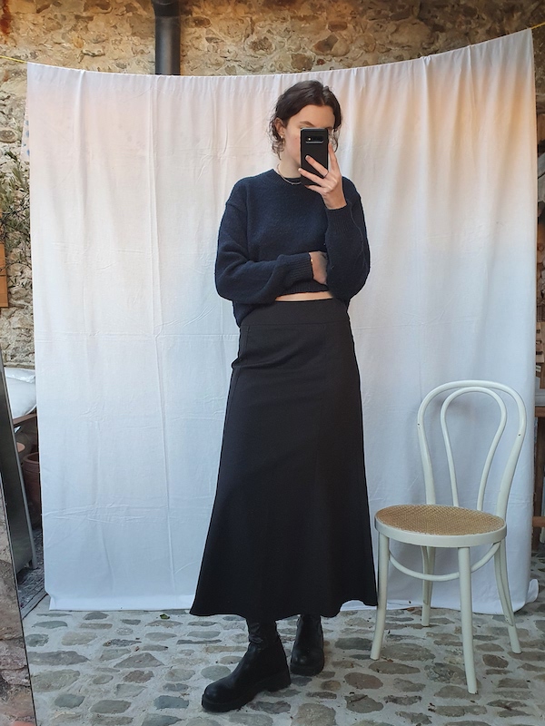 Stripped maxi length skirt, vintage fashion