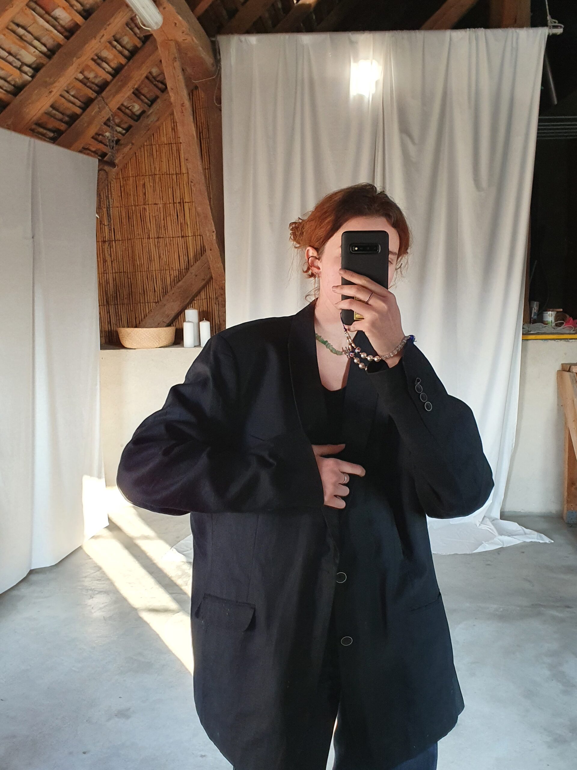 Vintage black oversize linen blazer, Balenciaga style - Wear It Again