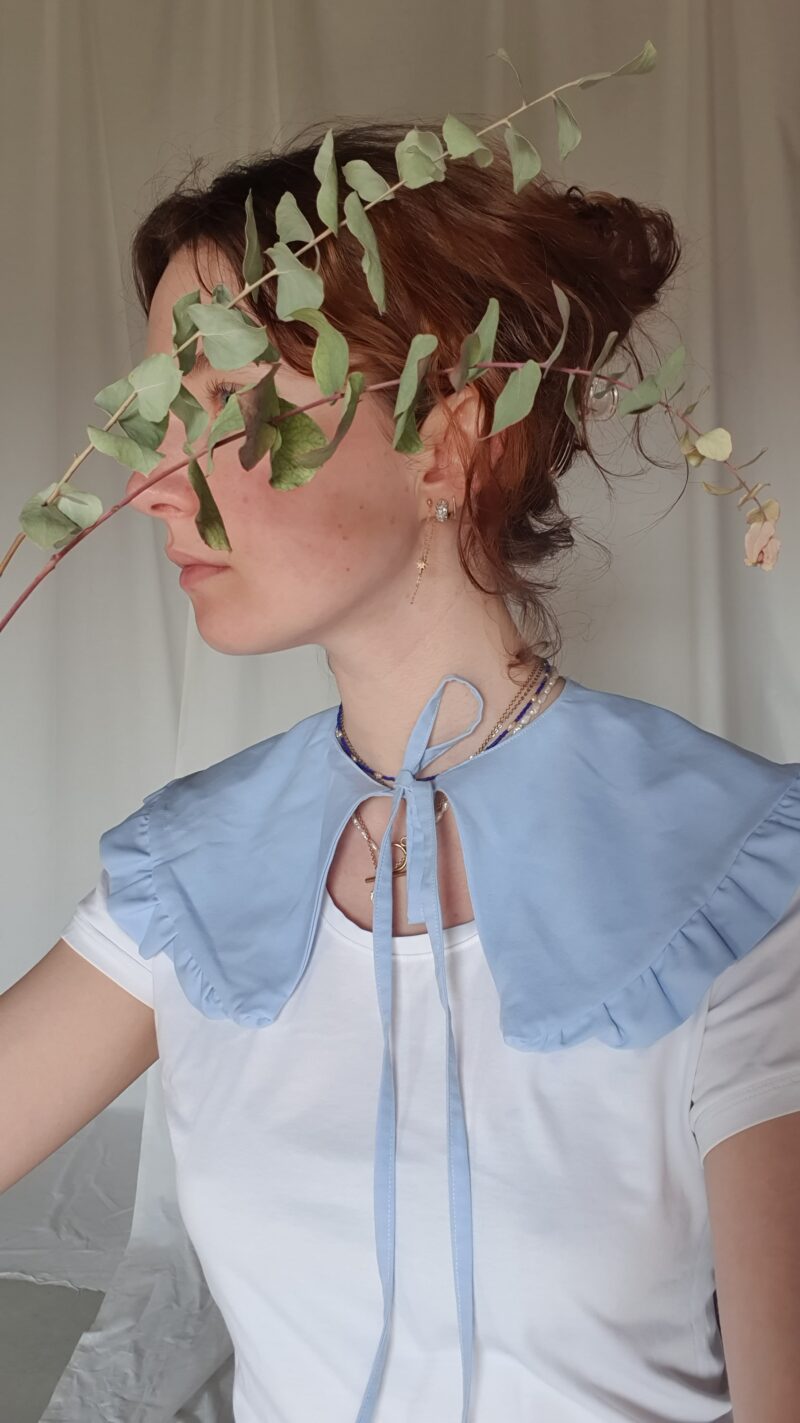 light blue babydoll collar, upcycled fashion