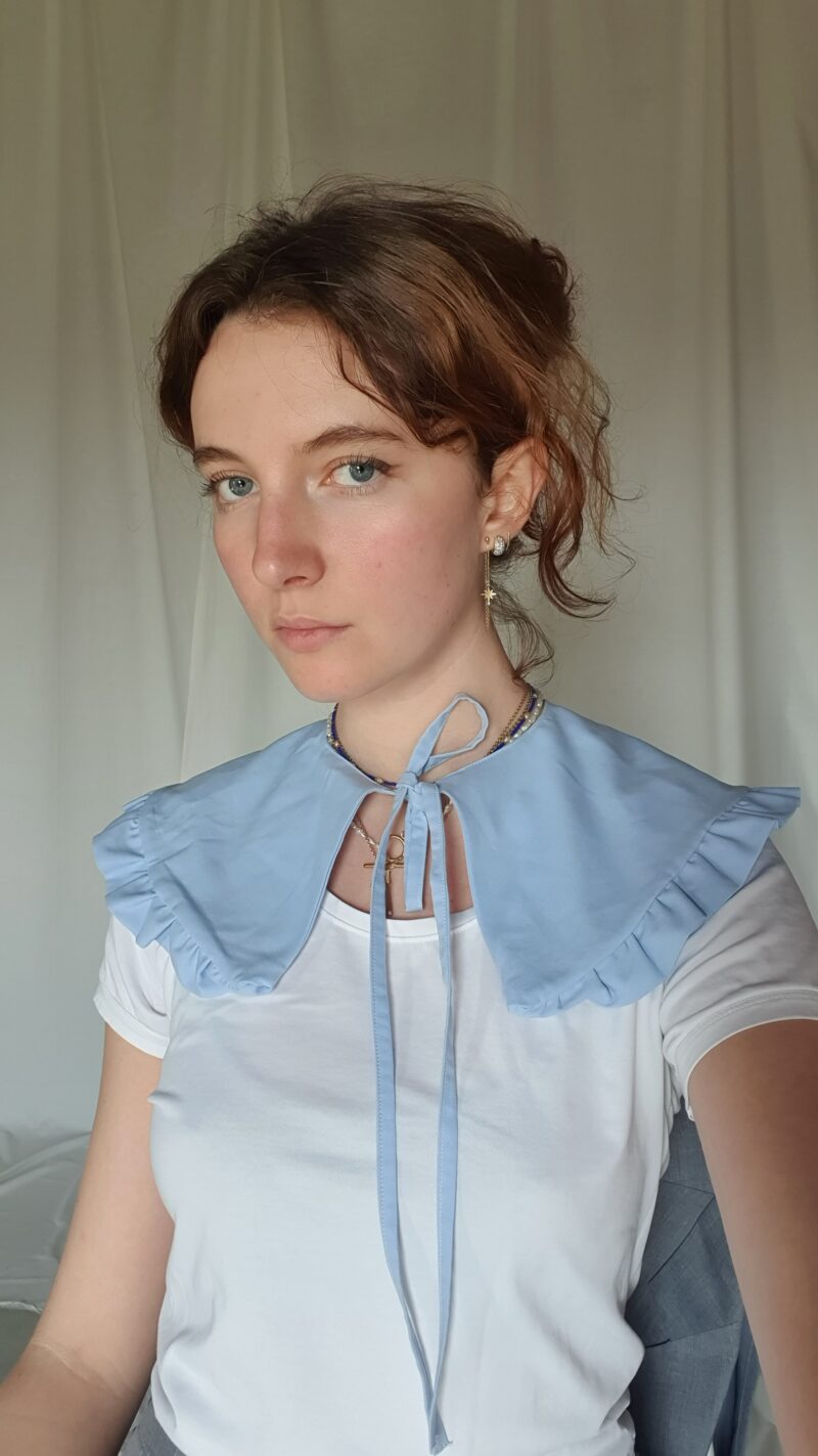 light blue babydoll collar, upcycled fashion