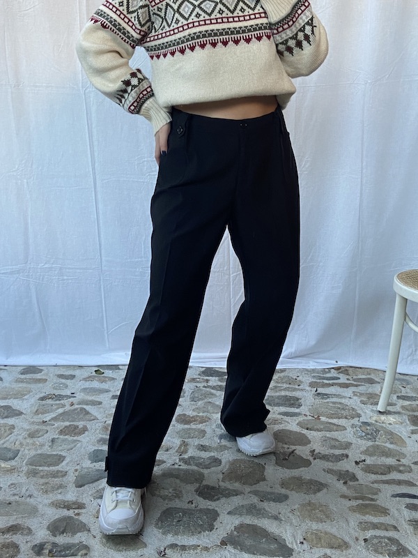 high wasited black tailored pants, vintage fashion