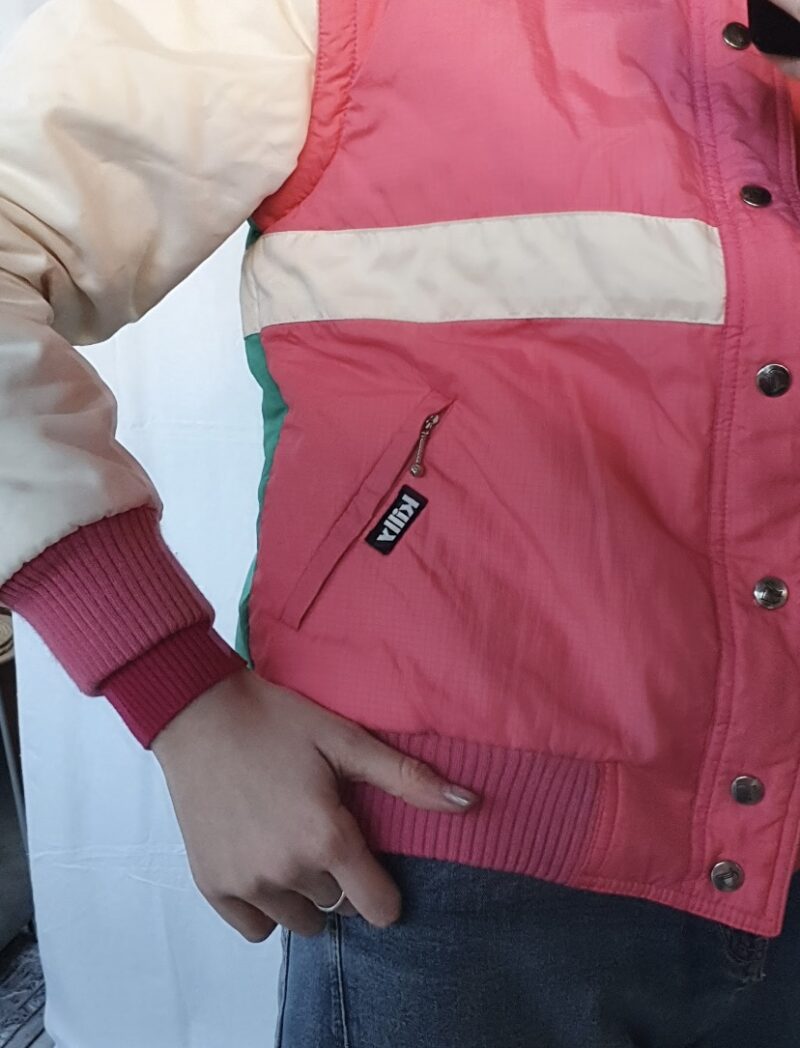 bright pink ski jacket, vintage fashion