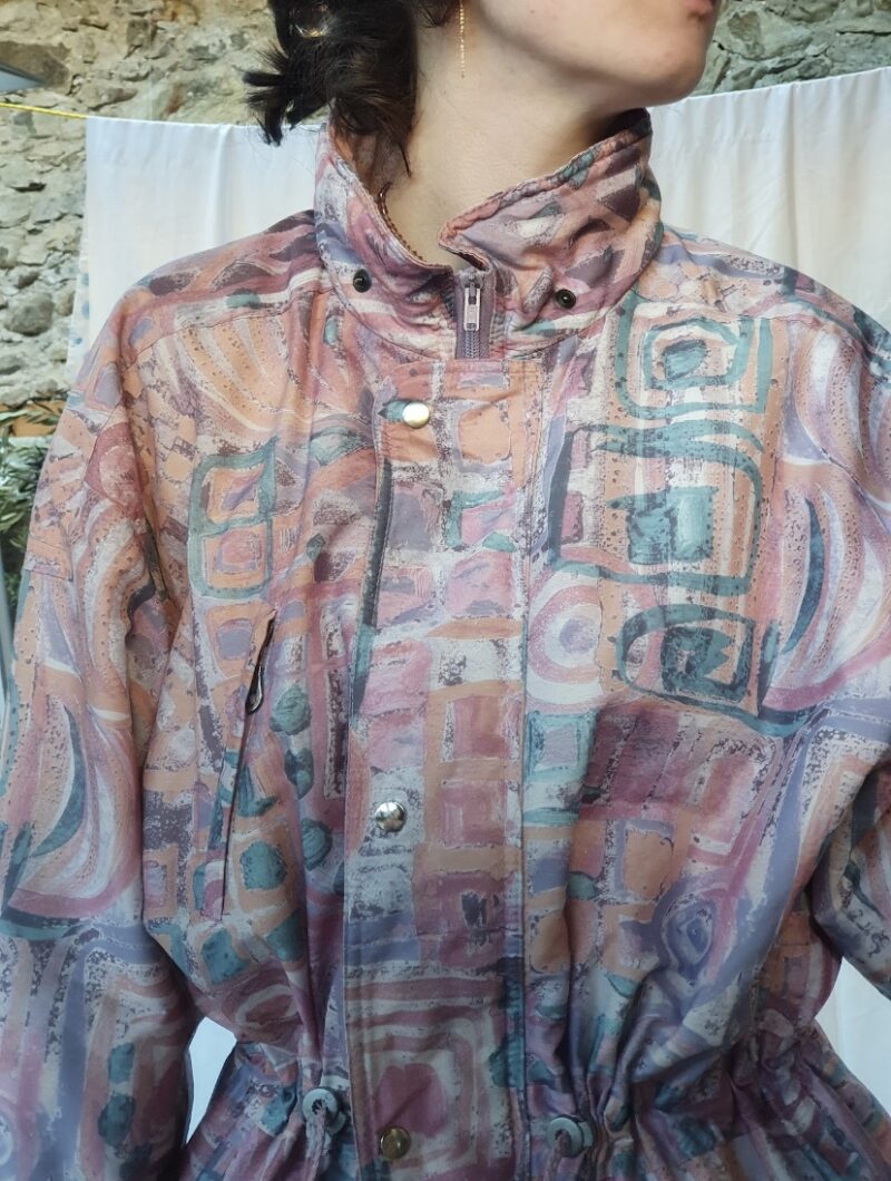 pastel pink ski jacket, vintage fashion