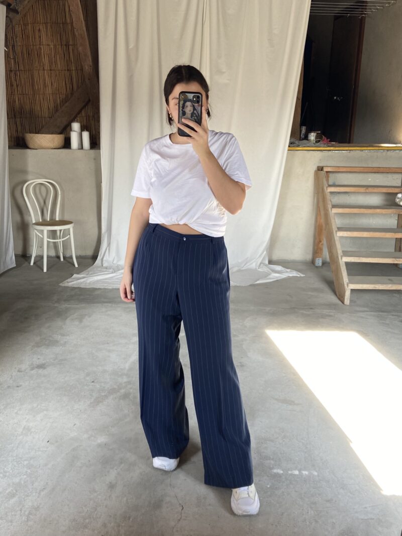 stripped tailored pants, vintage fashion