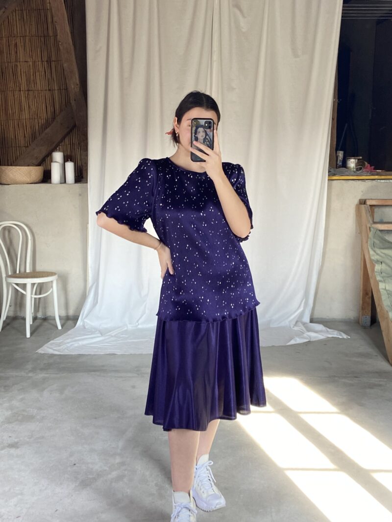 vintage deep purple dress with rhinstones, vintage fashion