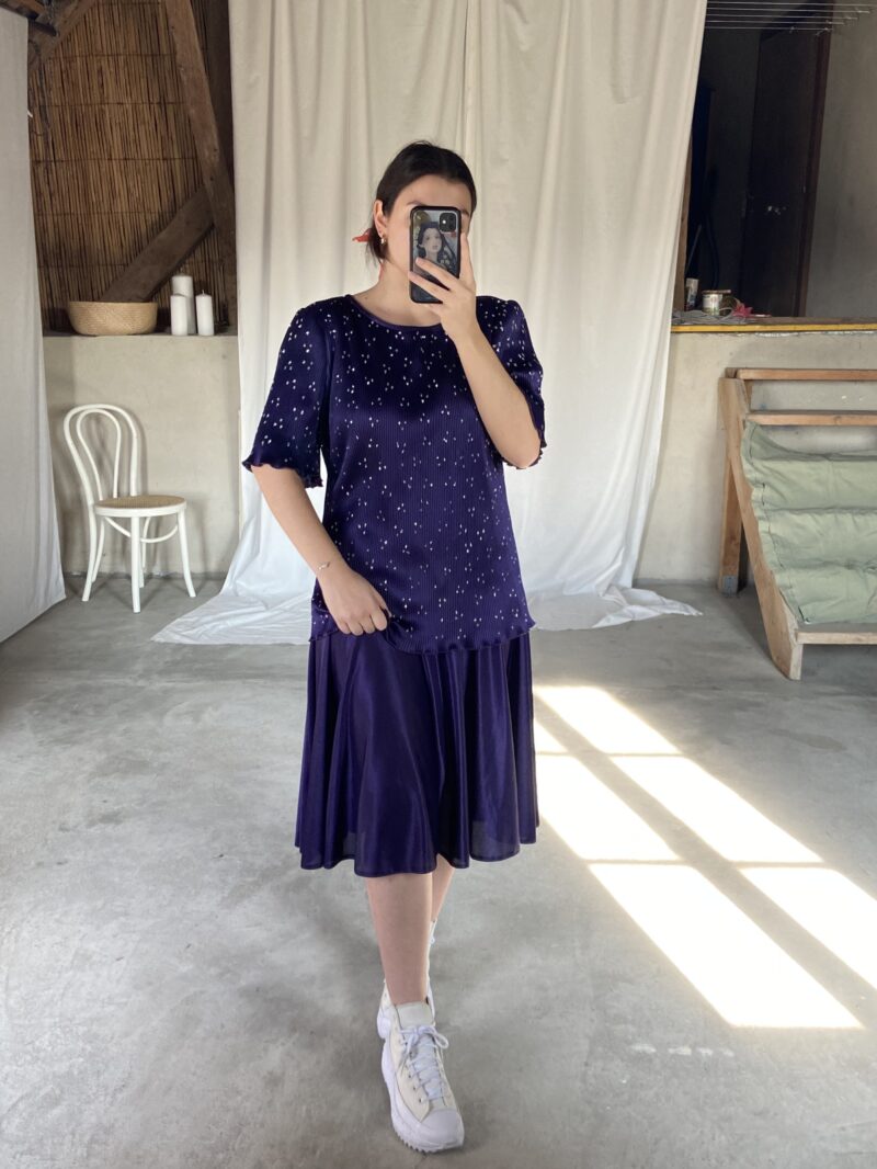 vintage deep purple dress with rhinstones, vintage fashion