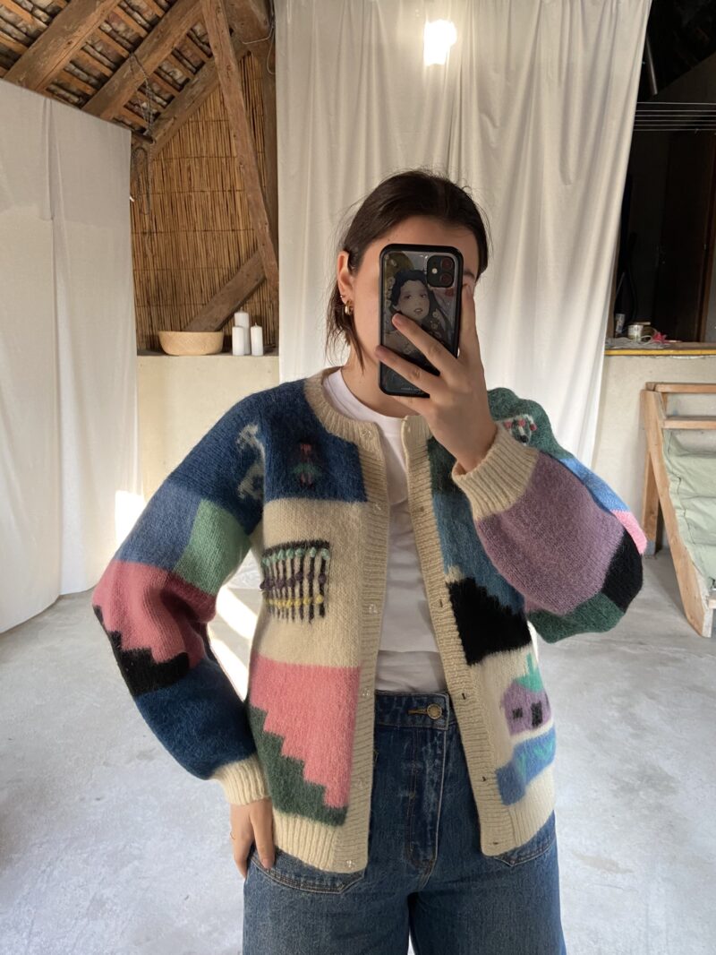 pastel hand knight cardigan, vintage fashion