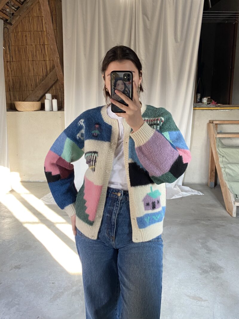 pastel hand knight cardigan, vintage fashion