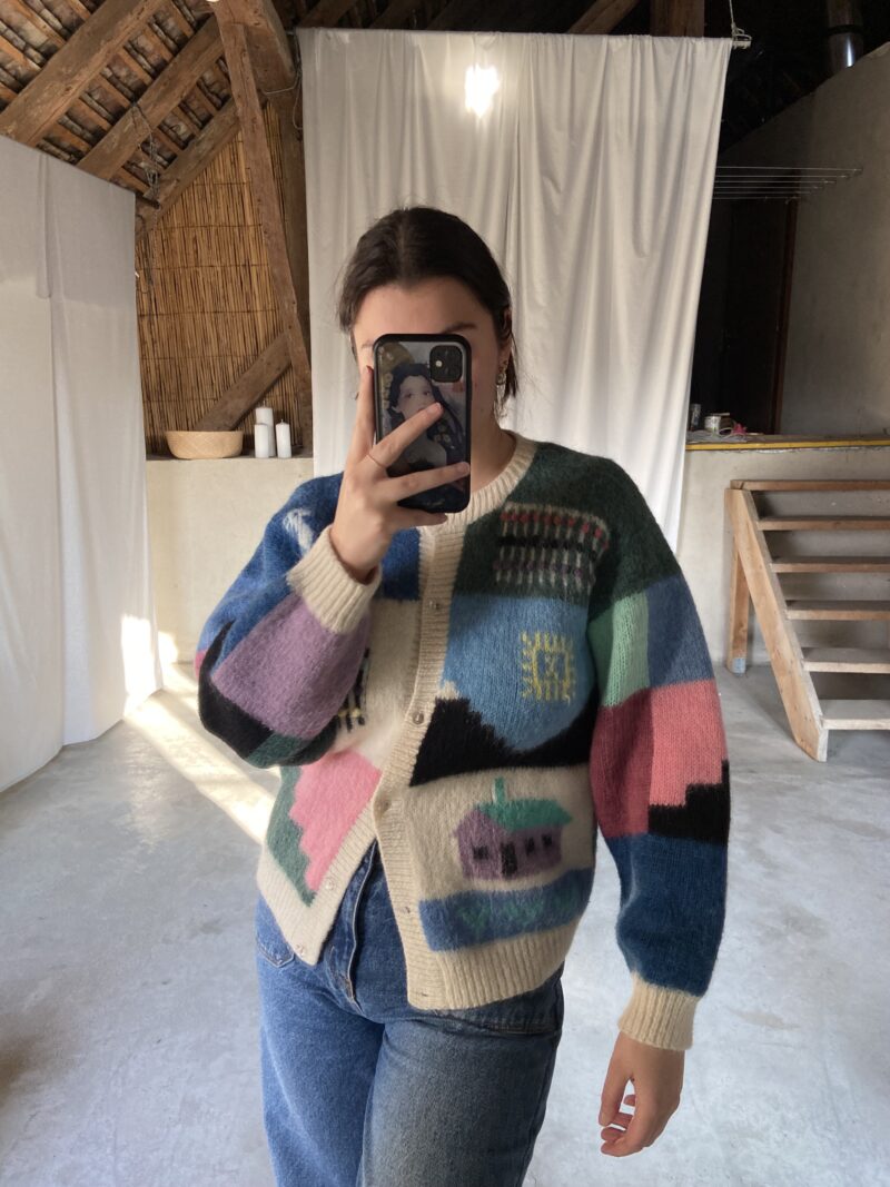 pastel hand knight cardigan, vintage fashion